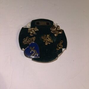 Lot Of 7 Vintage Pins Teddy Bear Swank Christian Religious VTG Lapel + Holder